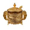 Creative Sugar Bowl with Lid and Spoon for Kitchen Wedding Party Metal and Glass Sugar Container for Sugar Cube and Powder Sug