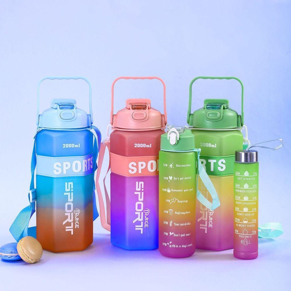 Three Piece Set Leak Proof Colorful Cup Large Capacity Fitness Sports Kettle  Running