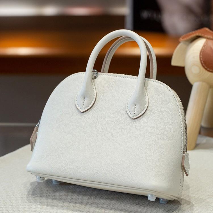 

Haute couture Half-hand sewn wax thread shell bag first layer ev cowhide mini bowling women s shoulder handheld messenger bag 18*13.5*7.5CM