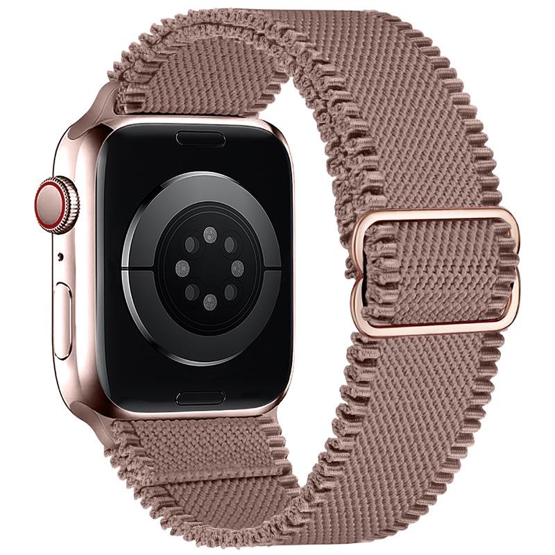 Adjustable Apple Watch Strap with Japanese Buckle - Single Loop Woven Elastic Nylon Compatible with iWatch
