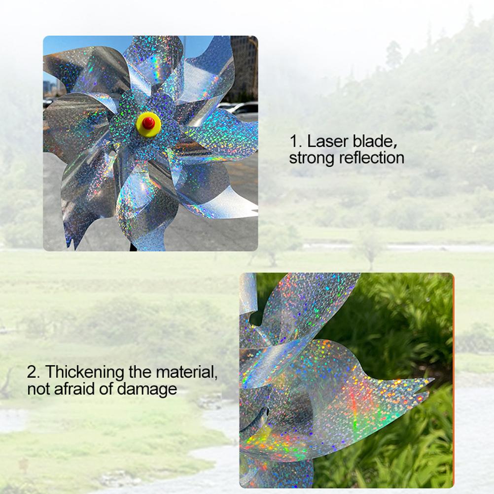 8Pcs Bird Repeller Pinwheel Reflective Garden Plant Flower Bird Repellent Windmill Garden