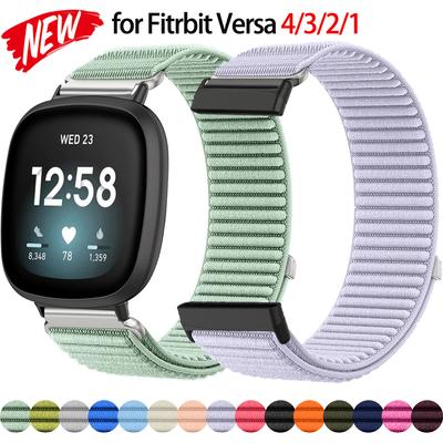 Bracelet de montre en nylon pour Fitbit Versa 4/3 Bracelet Sport Bracelet de poignet Remplacement pour Fitbit Versa 2/1 Montre connectée Bracelet respirant