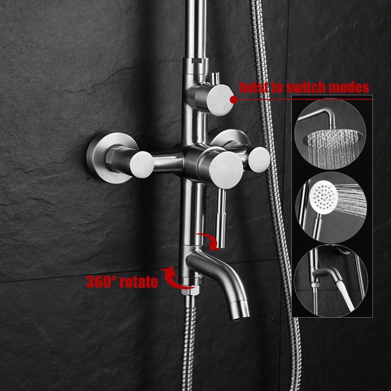 Zestaw prysznicowy deszczowy 304 ze szczotkowanej stali nierdzewnej 8 cali System montowany na ścianie Łazienkowy regulowany zestaw prysznicowy System prysznicowy łazienkowy