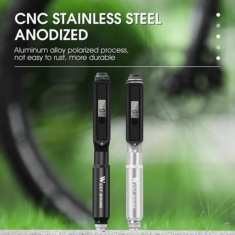 WEST BIKING Bike Portable Bicycle Tire Hand Air Pump Mini Bicycle Aluminum Mini Air Inflator Cycling Electronic Bike Hand Pump