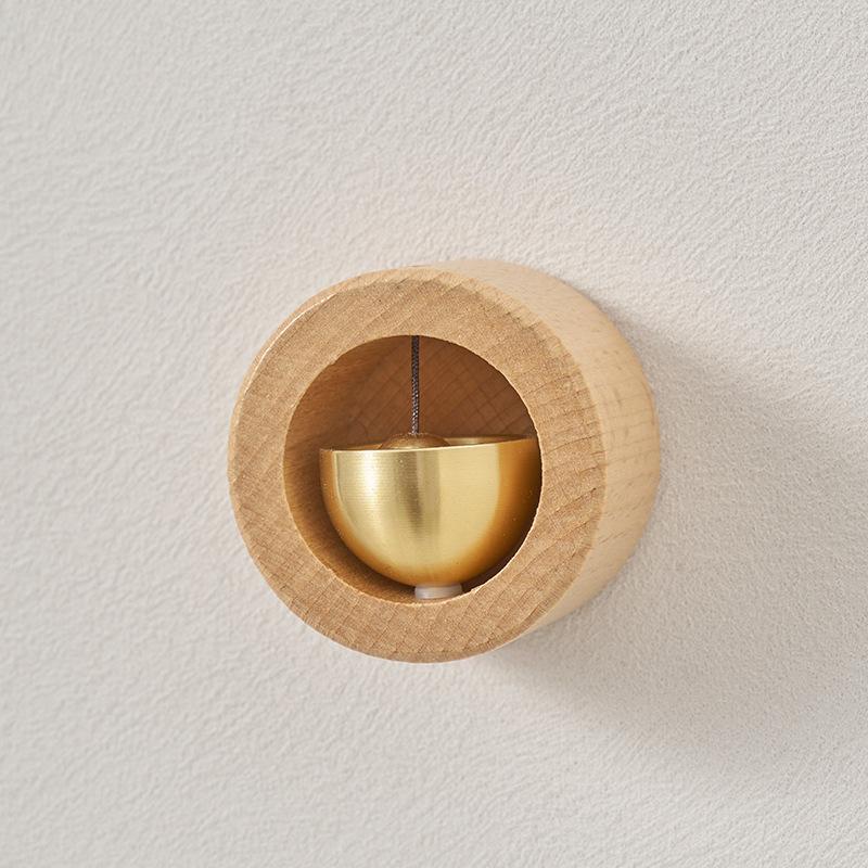 Wind chime door bell, made of beech wood and brass, magnetic car-mounted simple decorative pendant