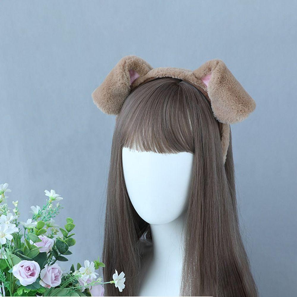 Plush Lolita Hairband Gothic Hair Hoop Cute Dog Ears Headband  Women Girls