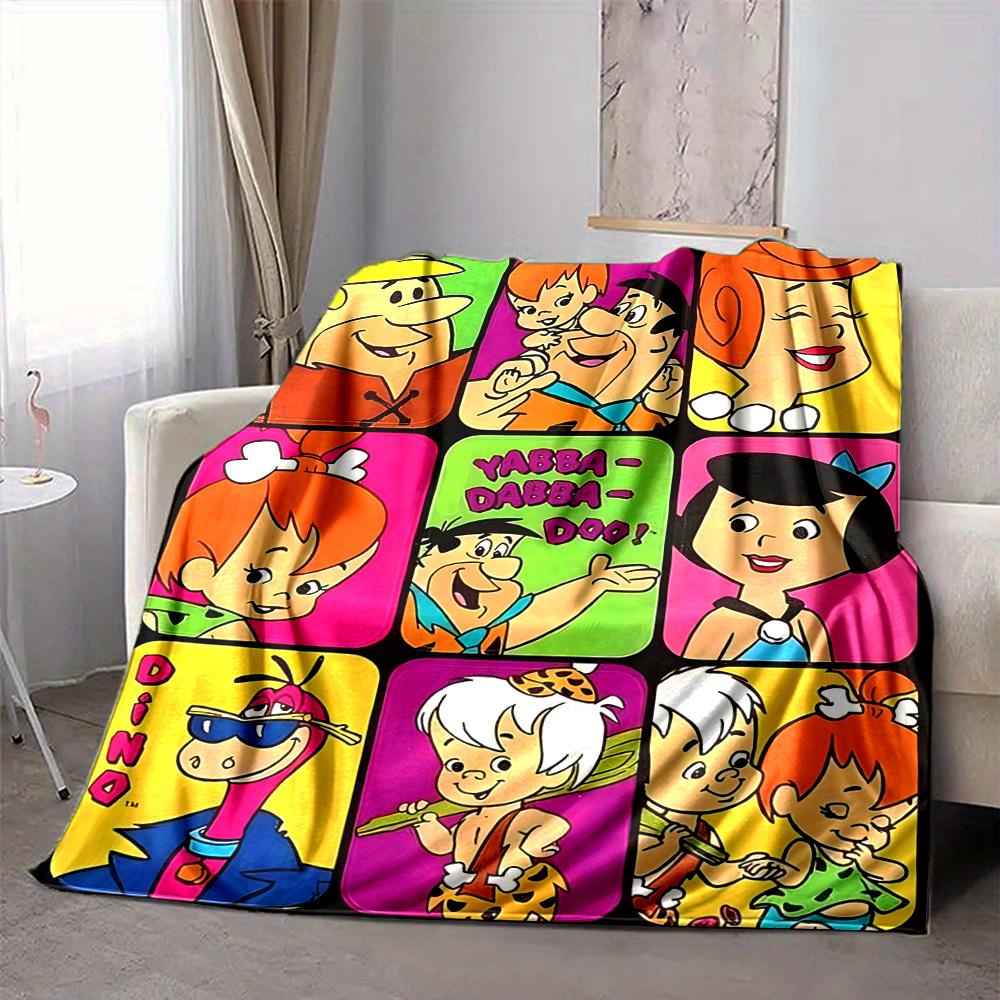 

1pc Flintstones Family Flannel Throw Blanket HD Printed Lightweight Soft Warm All Season Blanket for Sofa, Bed, Travel, Camping Machine Washable 80x120cm