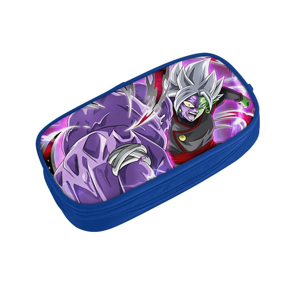 Dragon Ball Blue Double-Layer Pencil Case for Students, Goku Merchandise, Large Capacity, Wear-Resistant.