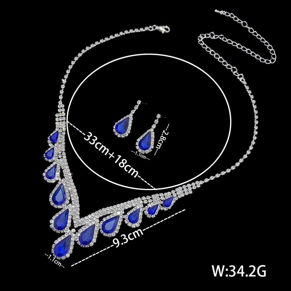 Elegant Sapphire Bridal Set: Evening Dress Accessories – Women's Necklace & Earrings