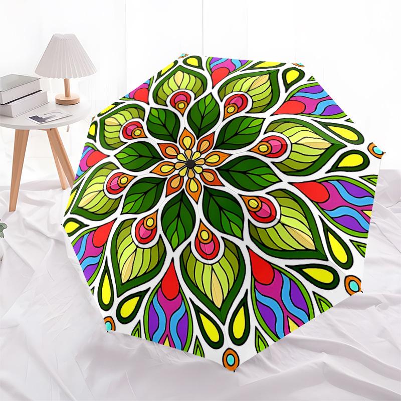 1pc Mandala Art Automatic Umbrella Durable Iron Frame & Plastic Handle, Gift for Men & Women, Sturdy Construction yy250905169