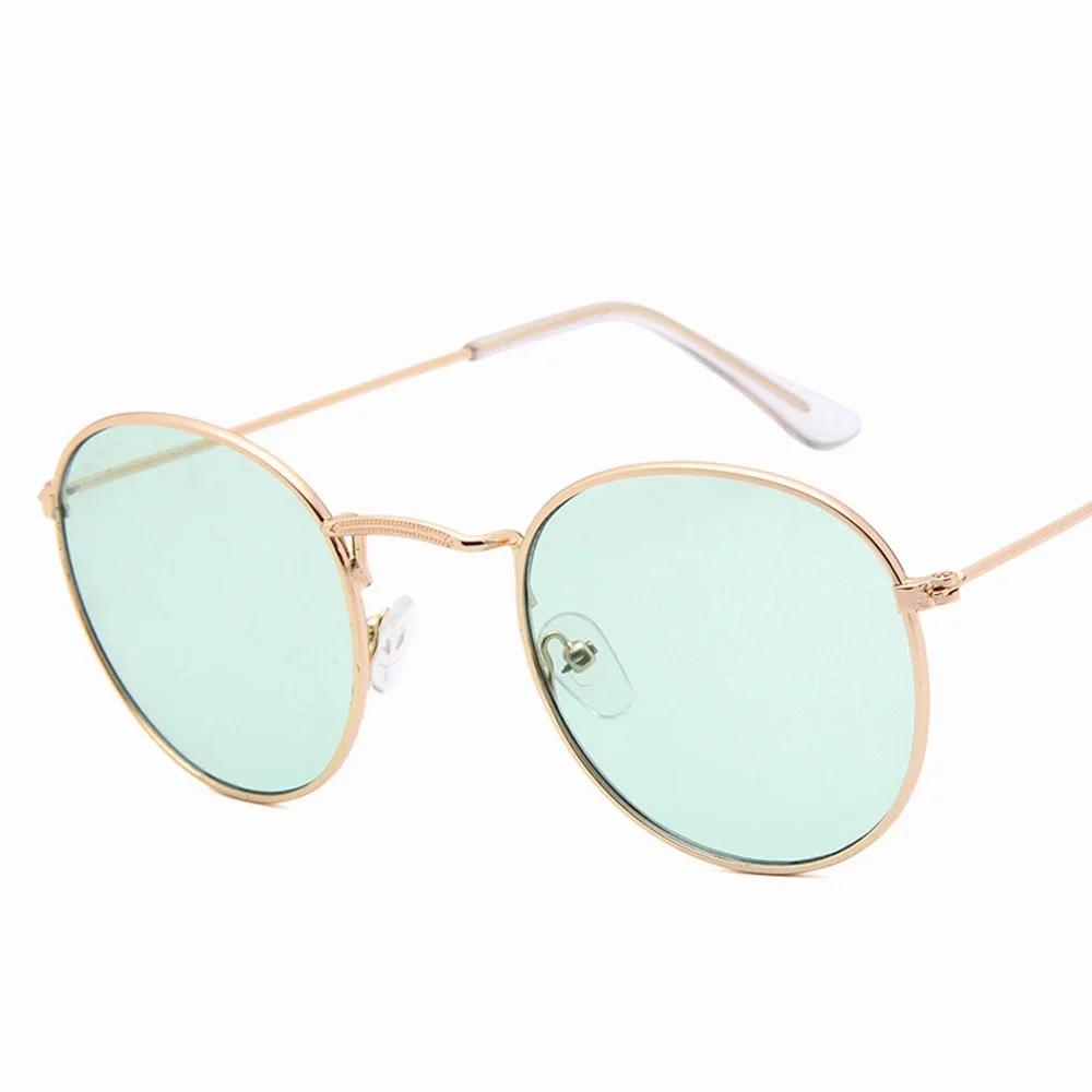 Pink Metal Small Round Sun Glasses Woman Vintage Travel Classic Sun Glasses Female Fashion Retro Lunette De Soleil Femme