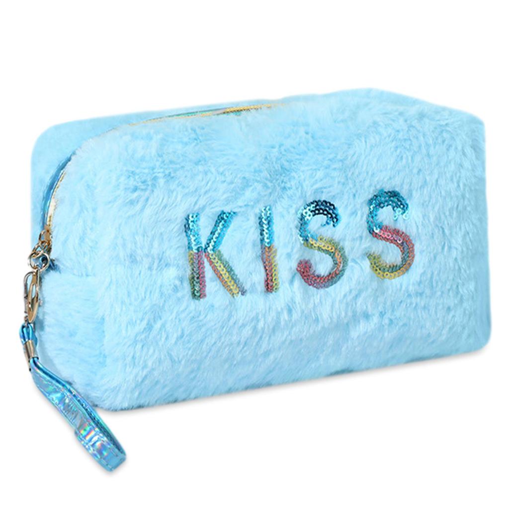 Plush Makeup Bag Portable Travel Toiletry Bag Hand-held Cosmetic Storage Bag with