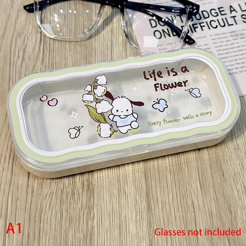 Кавайный прозрачный футляр для очков Hello Kitty Sanrio Pochacco Коробка для хранения солнцезащитных очков Портативный для путешествий Подарок для девочки