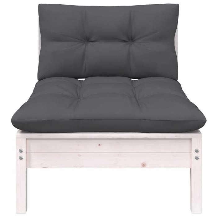 VidaXL Bois de Pin Massif Canapé Central de Jardin avec Coussins Canapé Central de Patio Meuble de Terrasse Canapé de Jardin 806635