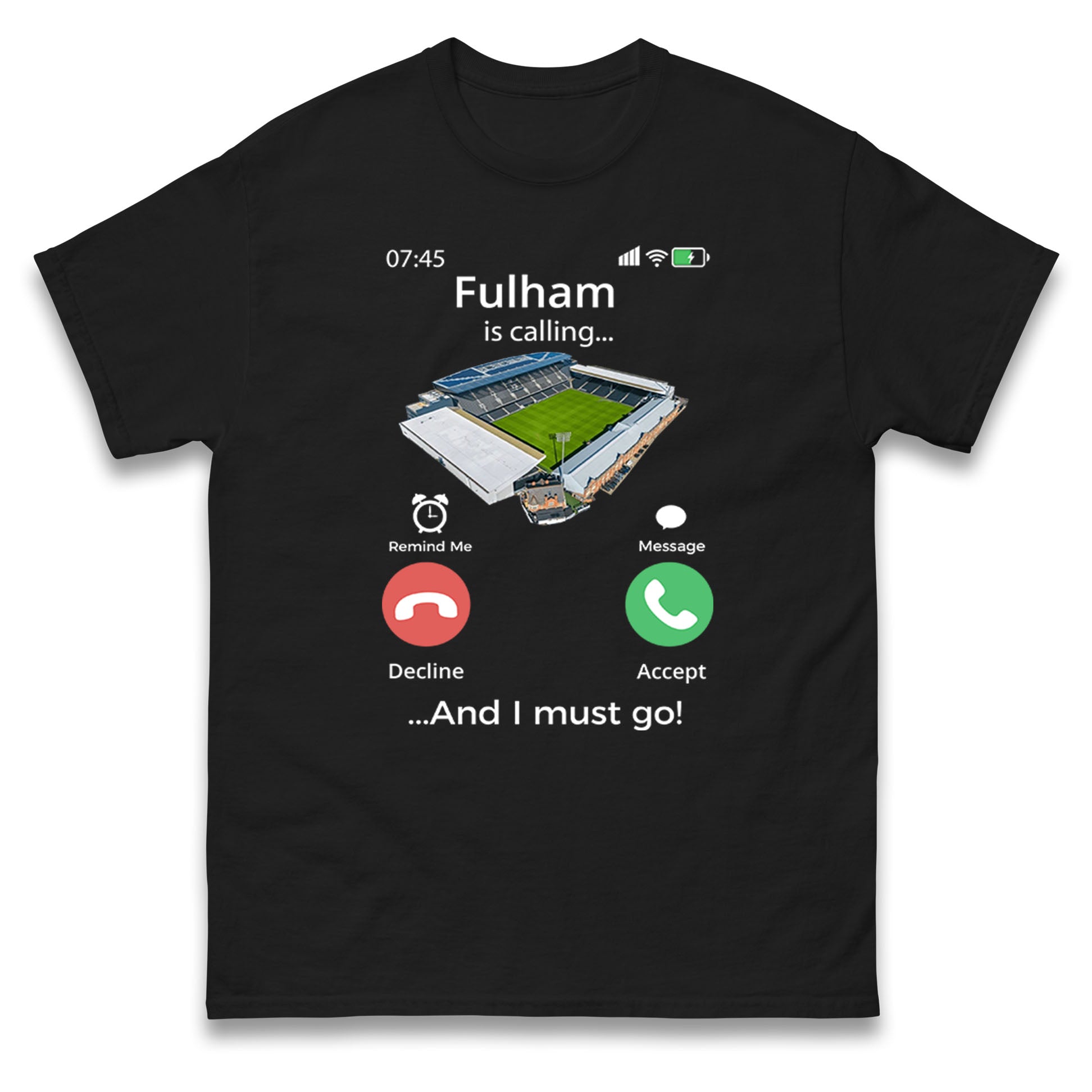 Fulham Football Unisex Mens T Shirt Womens Tops Tees Fulham Is Calling Top L