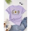 Round Neck Short-sleeved T-shirt with Lettering and Floral Patterns, Suitable for Casual Women's Wear In Spring and Summer