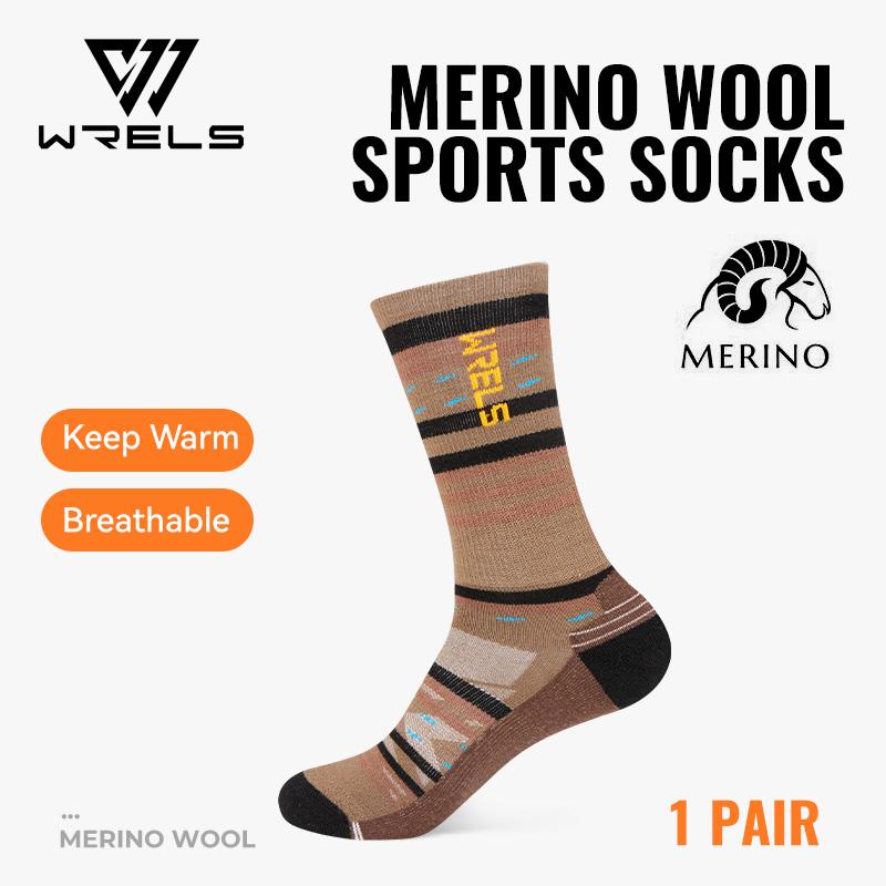 WRELS 1/2/3pairs Merino Wool Socks Moisture Wicking Warm Thermal Hiking Socks Breathable Cushion Hiking Running Compression Sock
