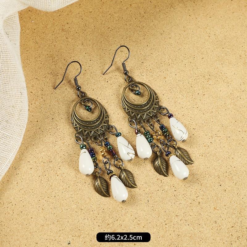 Vintage Long Fringed Earrings Femininity Earrings Niche Bohemian Vacation Earrings