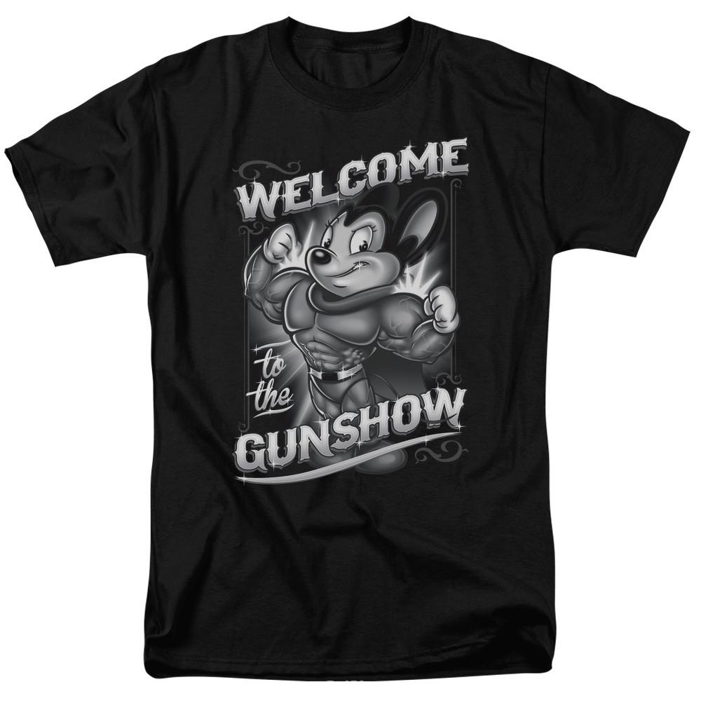Mighty Mouse - Mighty Gunshow - Adult Unisex Short Sleeve T-Shirt - Black M