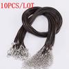 10 Pcs/lot Dia 1.5mm Real Leather Cord Necklace With Clasp Adjustable Braided Rope For Jewelry Making DIY Necklace Bracelet
