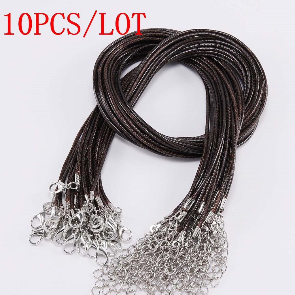 10 Pcs/lot Dia 1.5mm Real Leather Cord Necklace With Clasp Adjustable Braided Rope For Jewelry Making DIY Necklace Bracelet