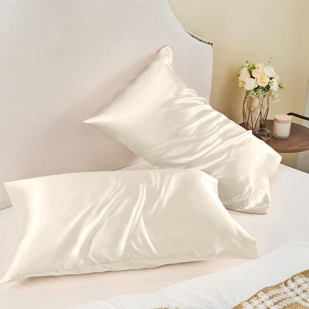 2PCS Satin Pillowcase Gifts Luxurious and Silky Throw Pillows with Envelope Closure 20x36 Inches Pillow Cover for Hair and Skin