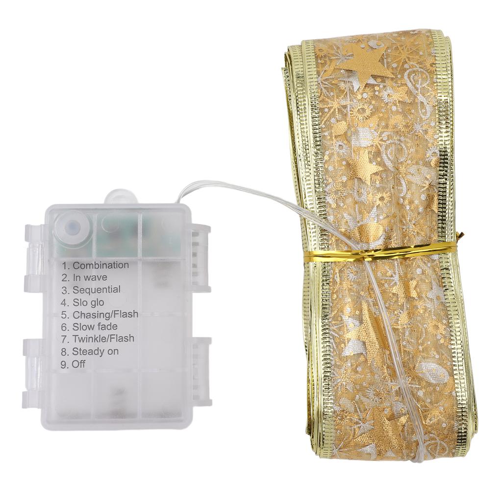 Ribbon Light 100 LEDs Battery Powered Decorative Timer Copper Wire Ribbon Bow String Lamp with Remote Control for Tent