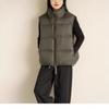 White duck down double-ended zipper sleeveless trendy drawstring pine needle green down vest women's new winter new