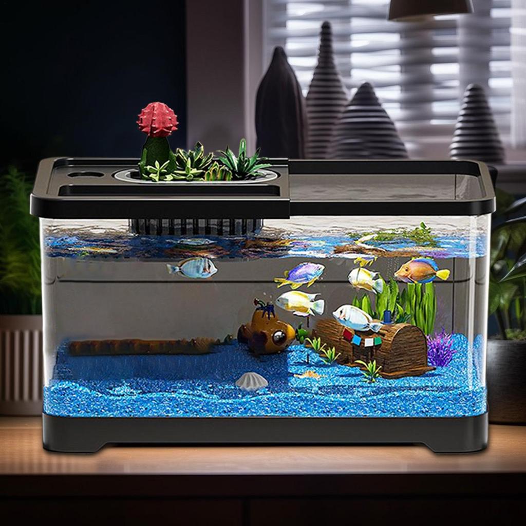 Aquarium Kit Betta Fish Tank For Beginners Desktop Beginner Aquarium with Landscape Decor Accessories For Aquatic Animals