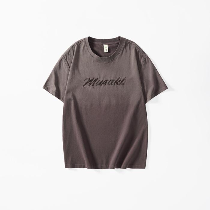 New Heavyweight Gradient Short-sleeved T-shirt for Spring and Summer American T-shirt Short Shirt