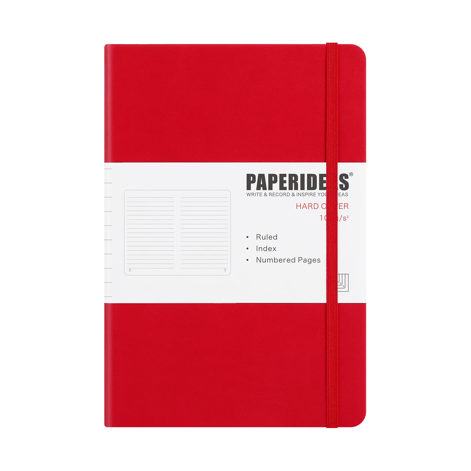 

PAPERIDEAS A5 Hardcover Notebook with Elastic Band (Horizontal Lined, Red)