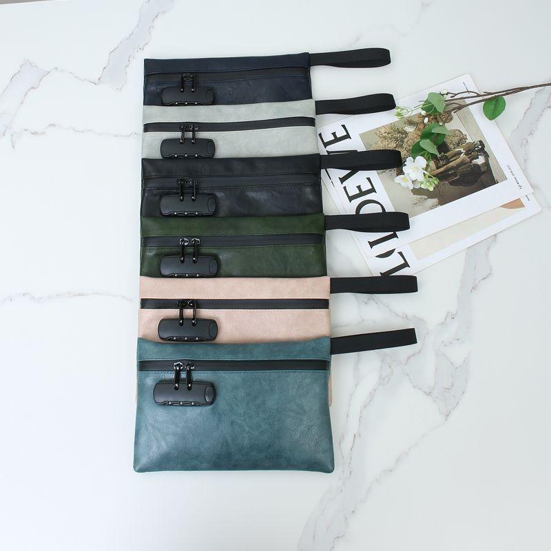 Anti Theft Convenient Lock Zipper Password Lock Cash Bag Anti-theft Flight Ticket Passport Account Book Bank Card Certificate Bag New Storage Bag