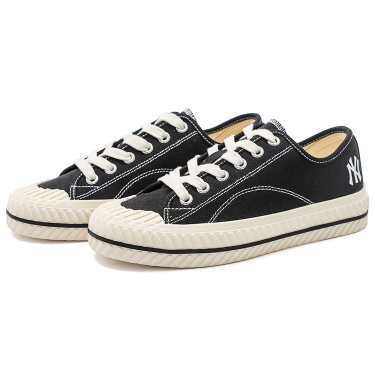 MLB Playball Origin Comfortable Versatile Non-Slip Wear-Resistant Low-Top Canvas Shoes Unisex Sneaker Black 3ACVVA11N-50BKS