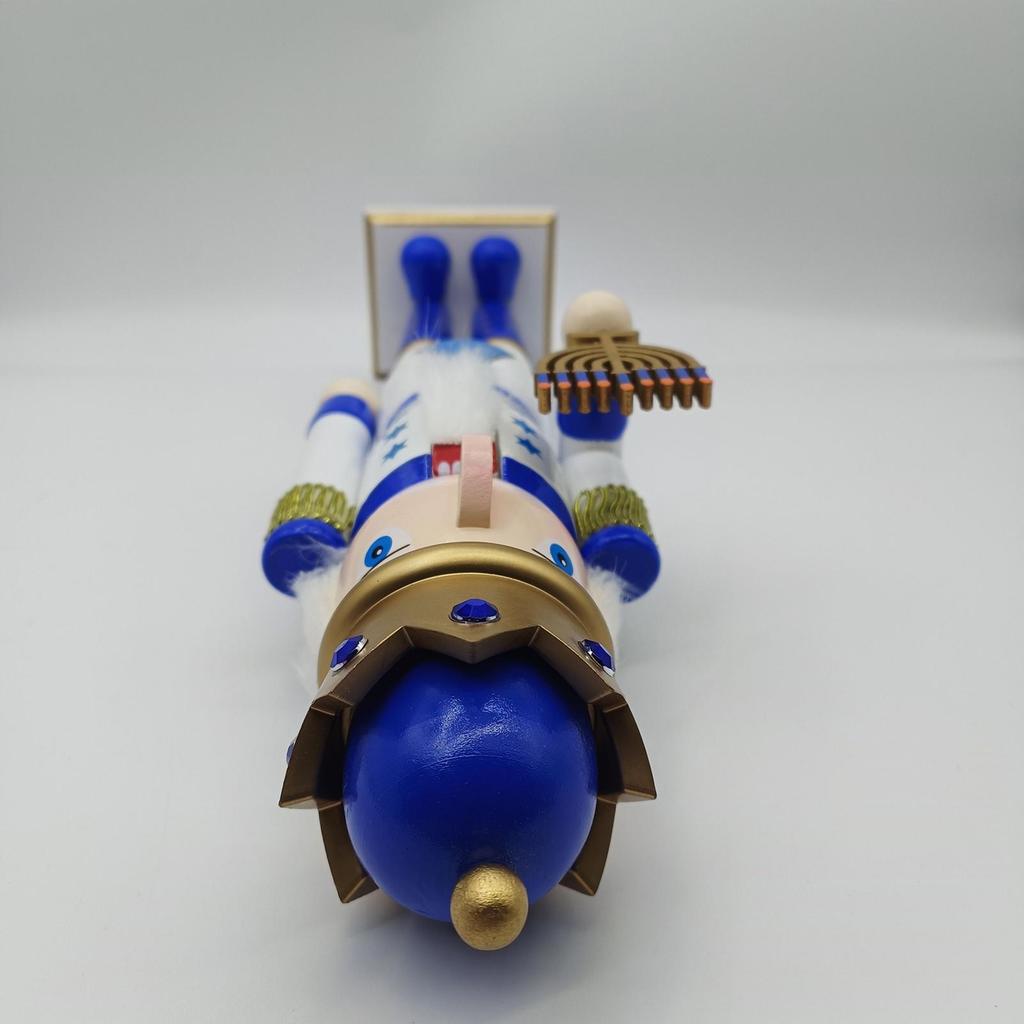 Wooden Nutcracker Figures Nutcracker Hanukkah Decor White And Blue Table Desktop Doll Ornament For Fireplace Window Tabletop