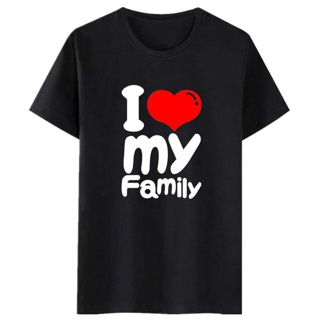 T-shirty damskie Kocham moją rodzinę Zabawne jednakowe stroje rodzinne Bawełna Wygląd rodzinny Ojciec Matka i córka Syn Koszulki dziecięce Body dziecięce