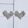 Korean Style Luxurious Heart Diamond Silver Stud Earrings for Women