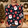 Women's Casual Three-Quarter Sleeve Christmas Print Neck Top