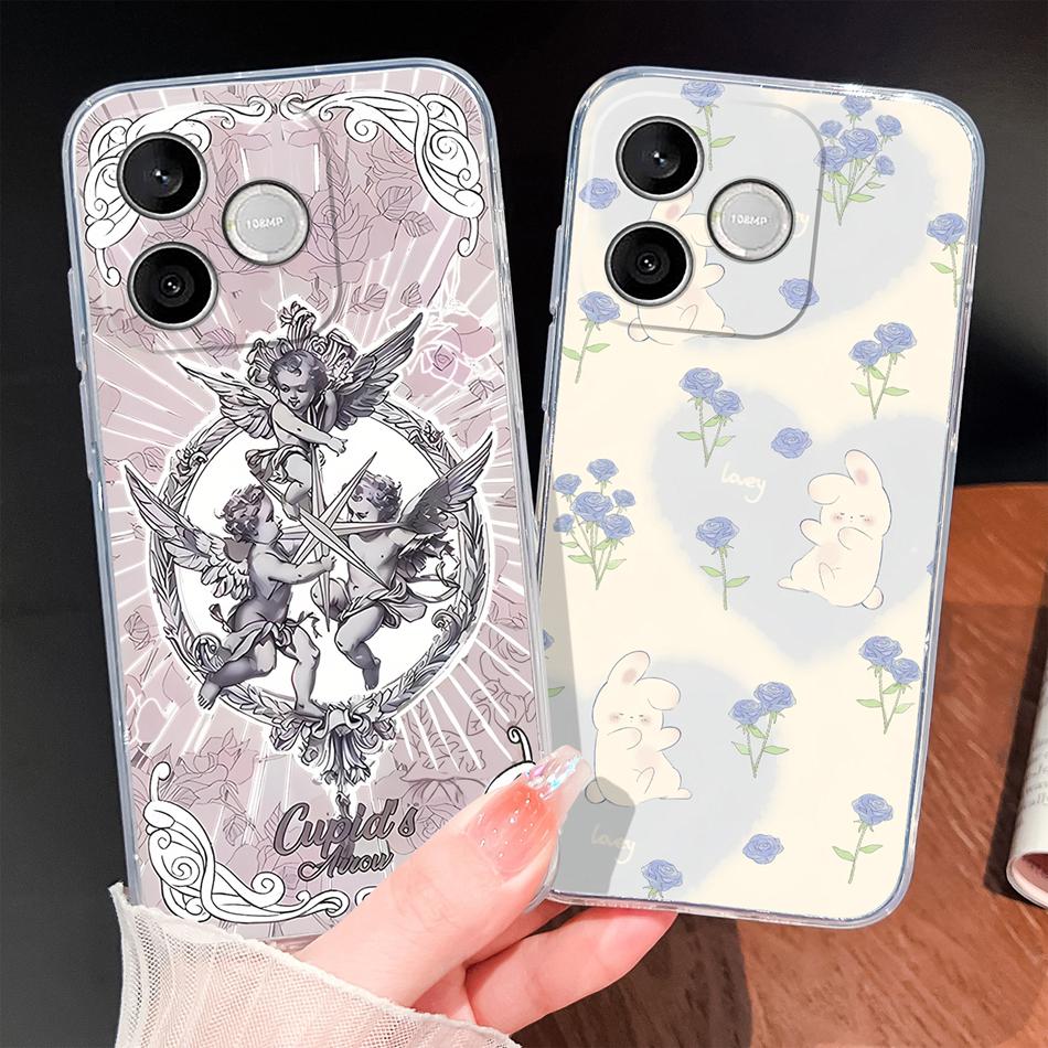 Phone Case For Honor 600 Lite 500 Smart 5G Cute Fish Bubble Phone Cover Soft Transparent Silicone Anti Slip Lightweight Funda
