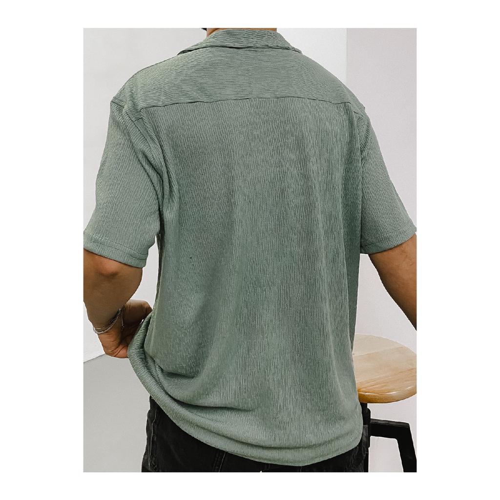 Cămașă cu mânecă scurtă pentru bărbați, obișnuită, cu potrivire completă