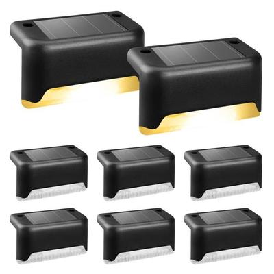 Set of 8 Solar Patio Lights, Waterproof Outdoor Solar Lights for Outdoor Stairs, Steps, Etc.(black, Warm White)