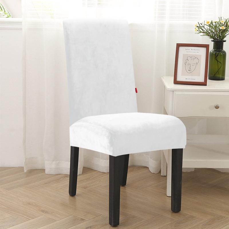 

1шт сплошной серебристо-лисий бархатный эластичный дышащий чехол для стула съемный моющийся растягивающийся пылезащитный универсальный чехол для стула белый