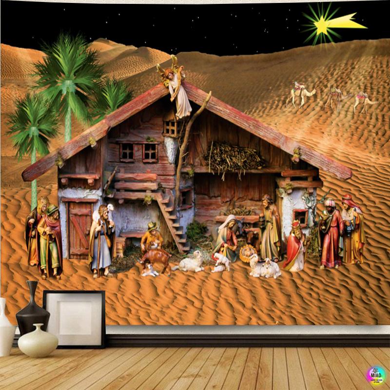 Tapeçaria de natal presépio pendurado na parede jesus anjo páscoa decoração da parede cristo tapeçarias nascimento manjedoura para decoração de casa