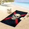 Eerie Skull with Bold Stripes Print Beach Towel, Quick Drying, Suitable for Travel, Outdoor Sports, Jogging, the Beach and Swimming, Gift
