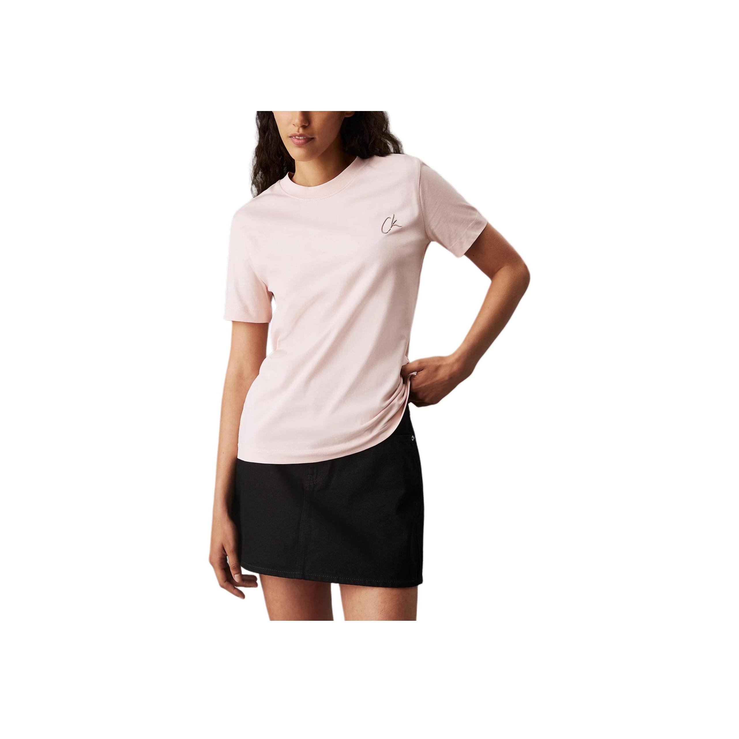 

Calvin Klein Embroidered Logo Short Sleeve Regular T-Shirt Women Tops Pink J20J224439-TER S