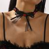 N11111 dark lace bow necklace choker neck chain niche design pure desire collarbone chain collar