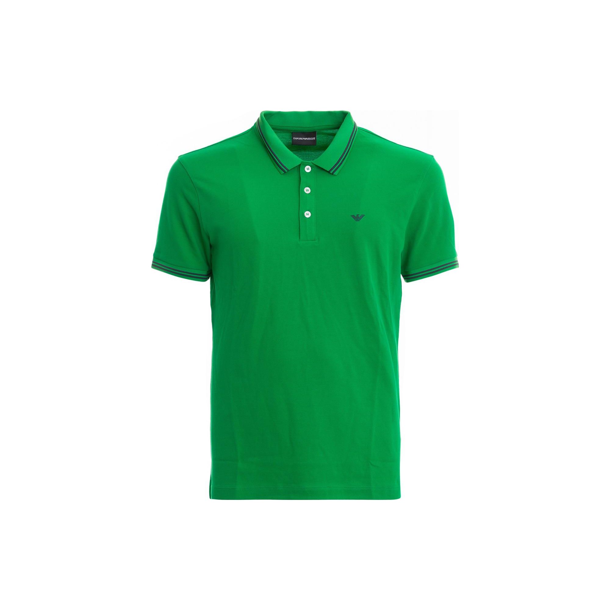 Emporio Armani Effen Kleur Polokraag Rechtvallend Korte Mouwen Poloshirt Heren tops Groen 8N1F30-1JPTZ-0581 XL