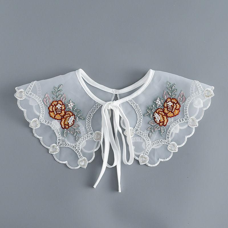 Fashion  Women Girls Lolita Doll Shawl Fake Collar Embroidery Necklace Lapel Blouse Shoulder Wrap Short Capelet False Collar
