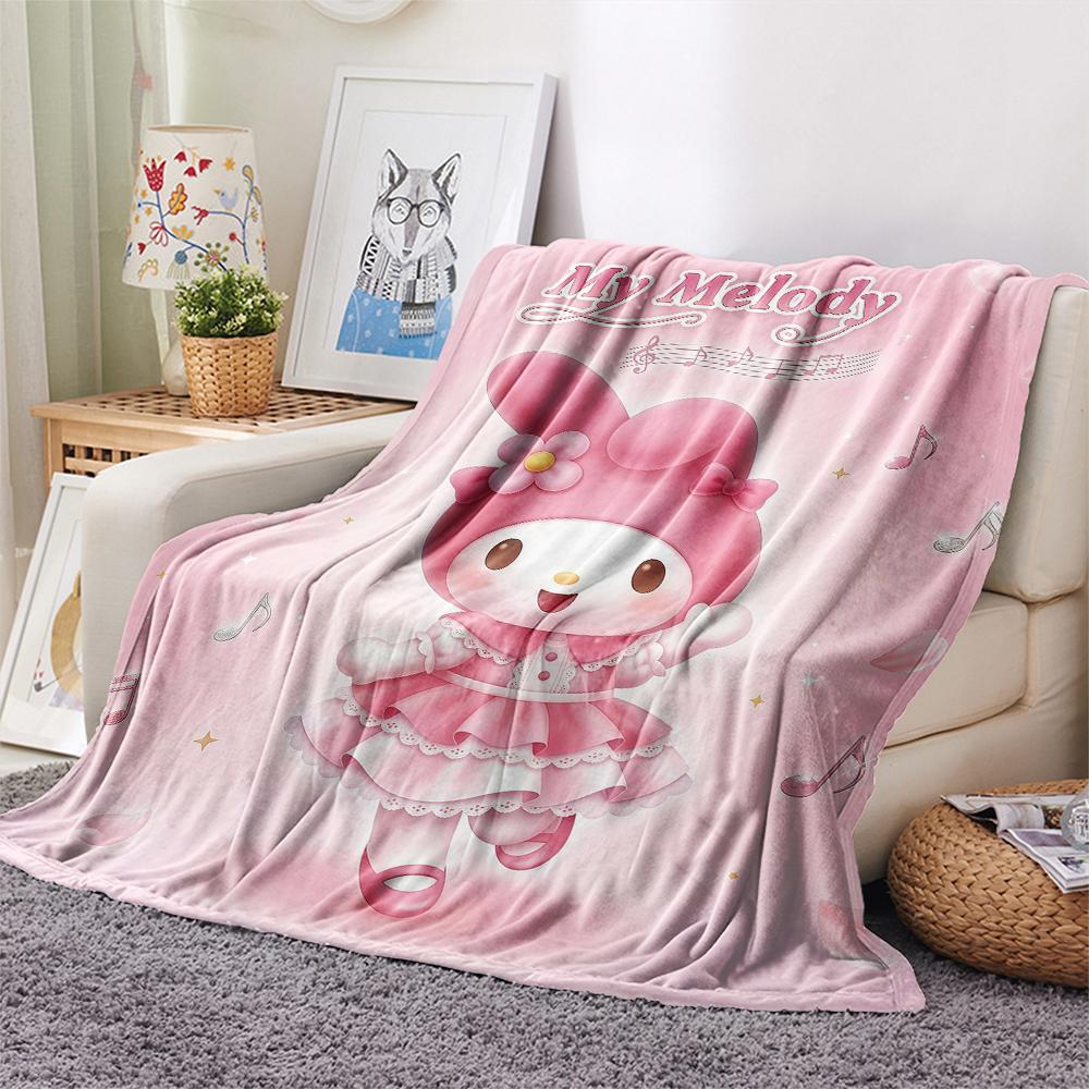 1PC My Melody Pink Print Flannel Blanket, High quality All Seasons, Home Decor, Warmth and Comfort, Perfect for Christmas Gifts