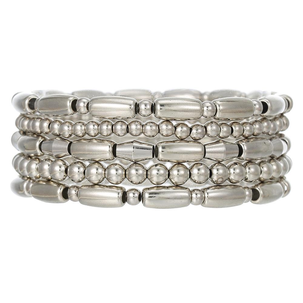 European and American Popular Ccb Beaded Bracelet Bohemian Versatile Stacked Bracelet Geometric Bead Bracelet Female