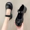 preppy style patent leather Women's leather shoes Low Heel Round Toe Mary Jane Single Shoes with Ankle Buckle Leather Shoes